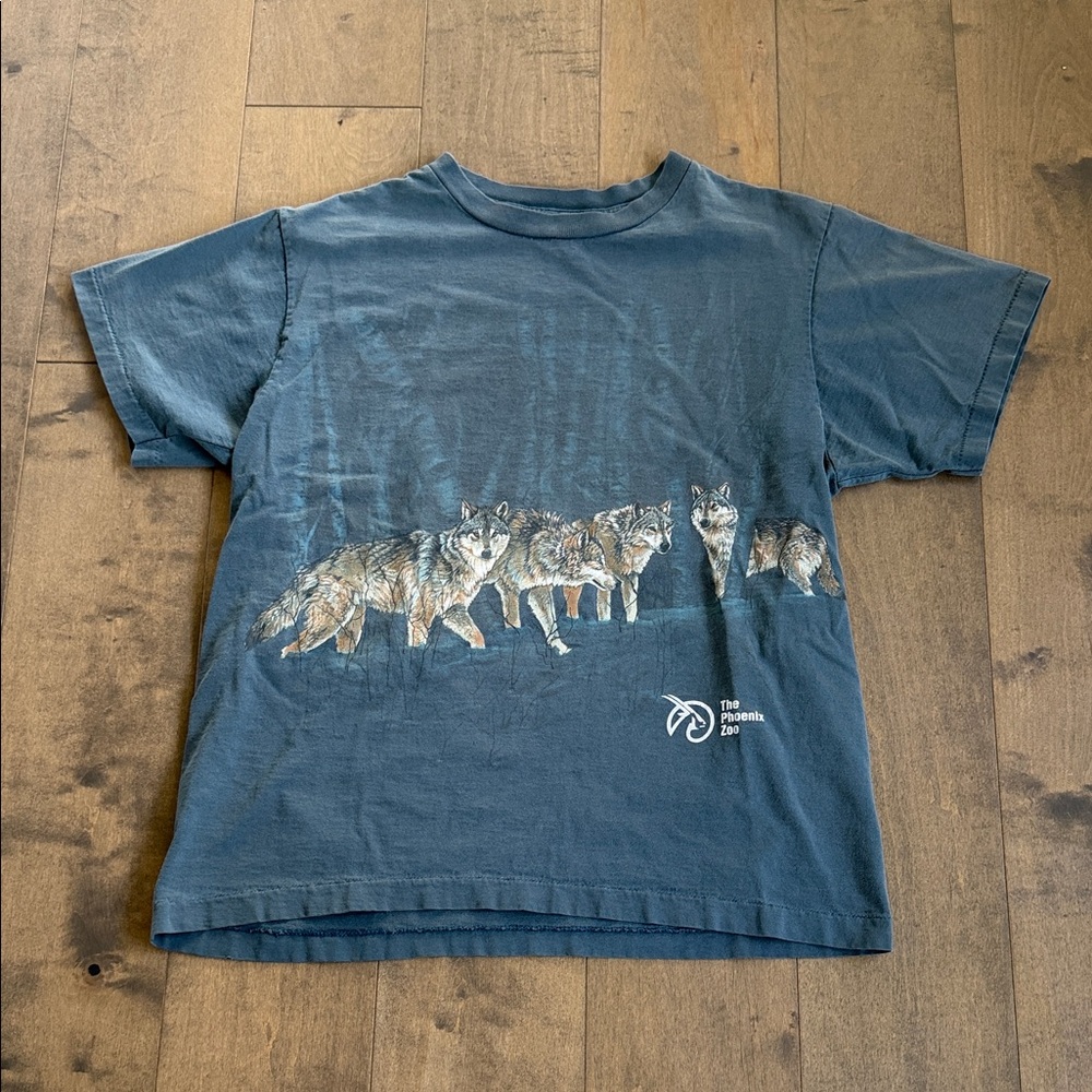 Vintage 90s Phoenix Zoo Wolf Animal Print Single Stitch Graphic Shirt